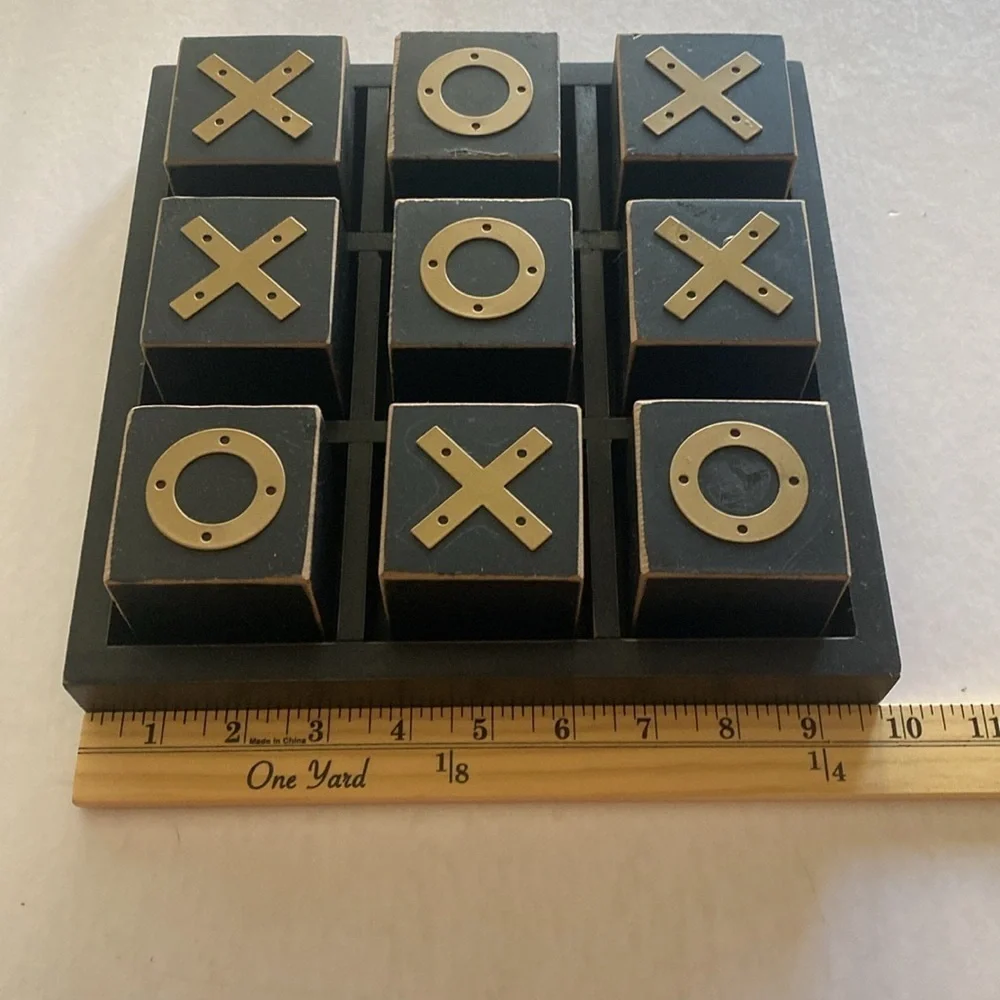 TIC TAC TOE Big Wooden Game Set 9.75” x 9.75” x 2.5”